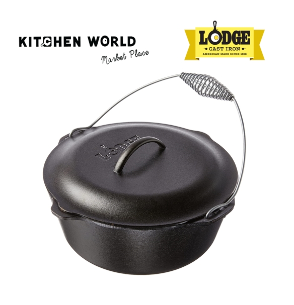 Lodge Cast-Iron Dutch Oven with Spiral Bail and Iron Lid