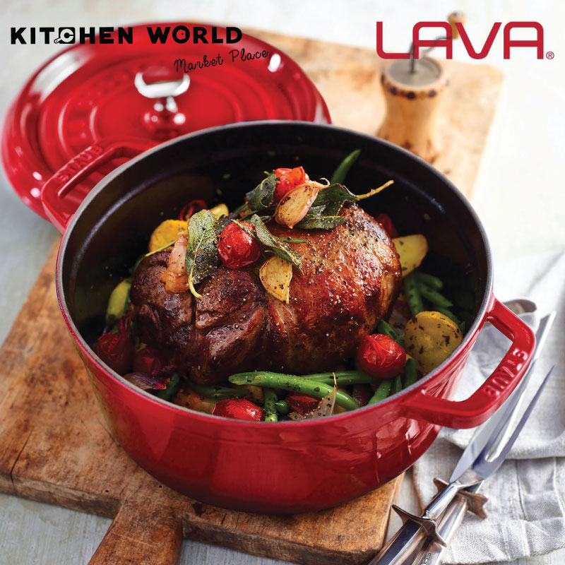 Lava Cast Iron Lava Enameled Cast Iron Dutch Oven 7 qt. Round Edition Series with Trendy Lid Color: Red LV Y TC 28 EDT K2 R